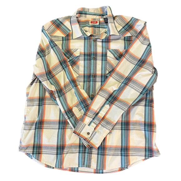 Wrangler Plaid Long Sleeve Button Down Shirt | Men's 2XL - Picture 2 of 7